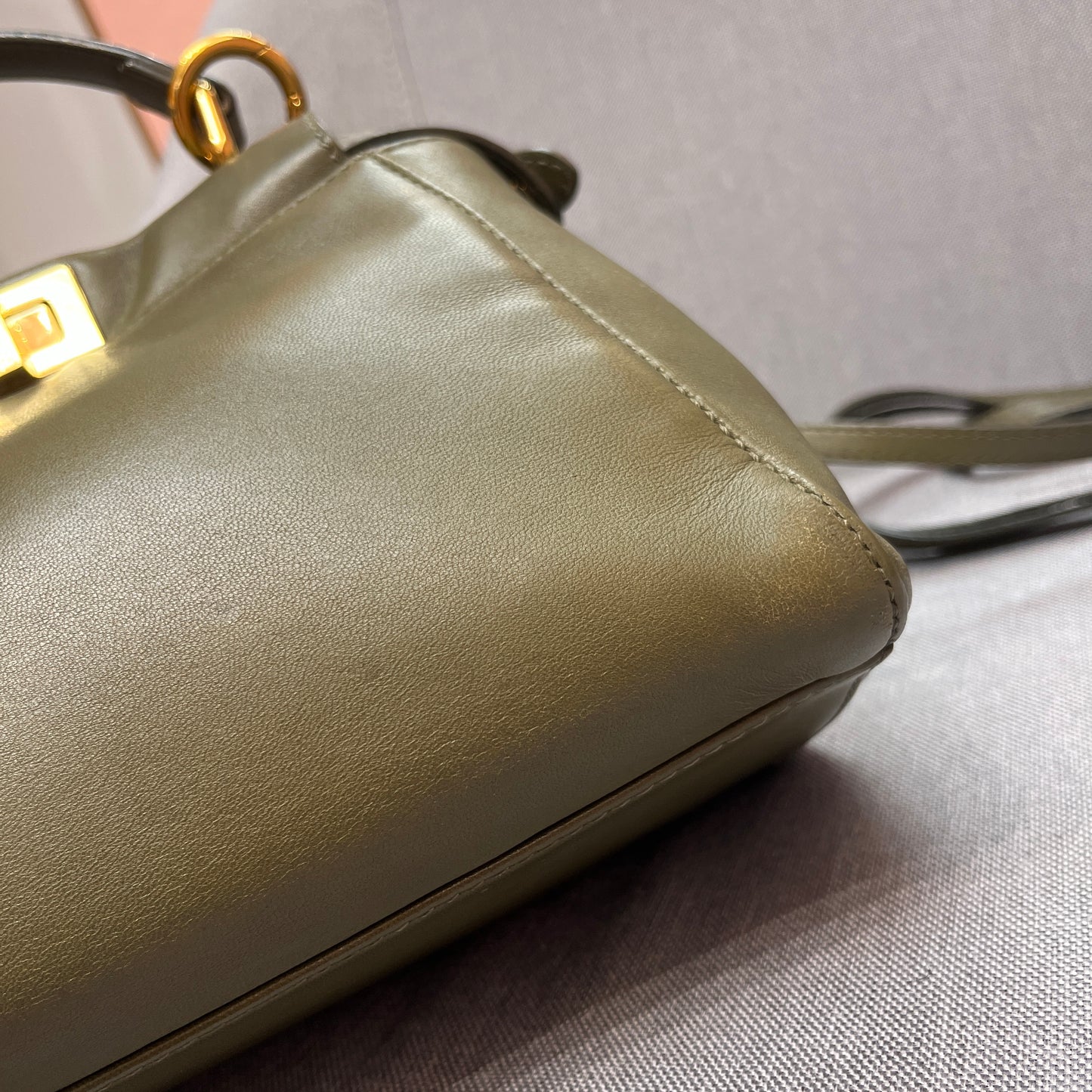 Fendi Peekaboo Mini Olive Green Crossbody Bag