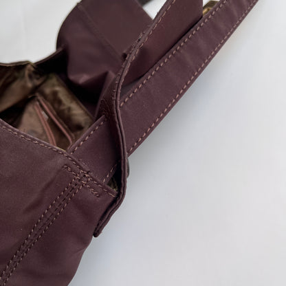 Moschino Vintage Brown Baguette Nylon Shoulder Bag