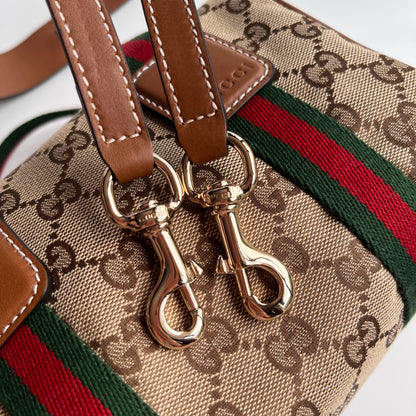 Gucci Canvas Mini Boston Crossbody Bag