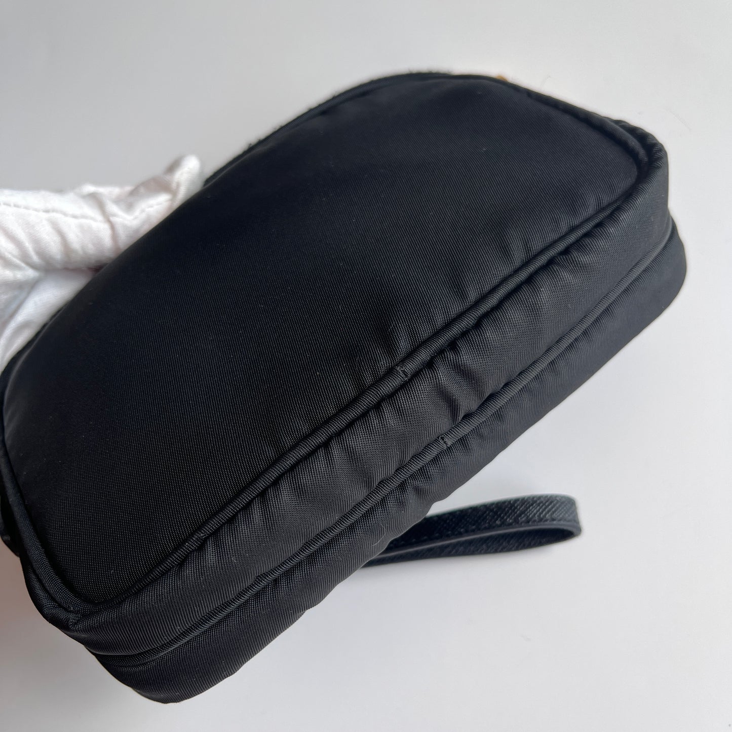 Prada Black Nylon Double Zip Pouch/ Wristlet