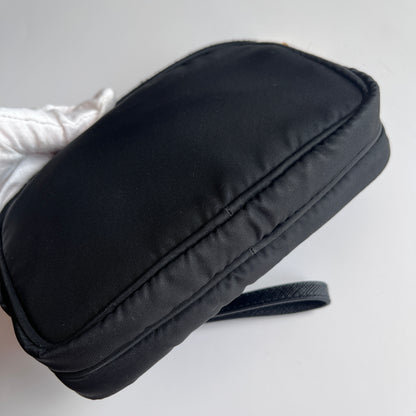 Prada Black Nylon Double Zip Pouch/ Wristlet