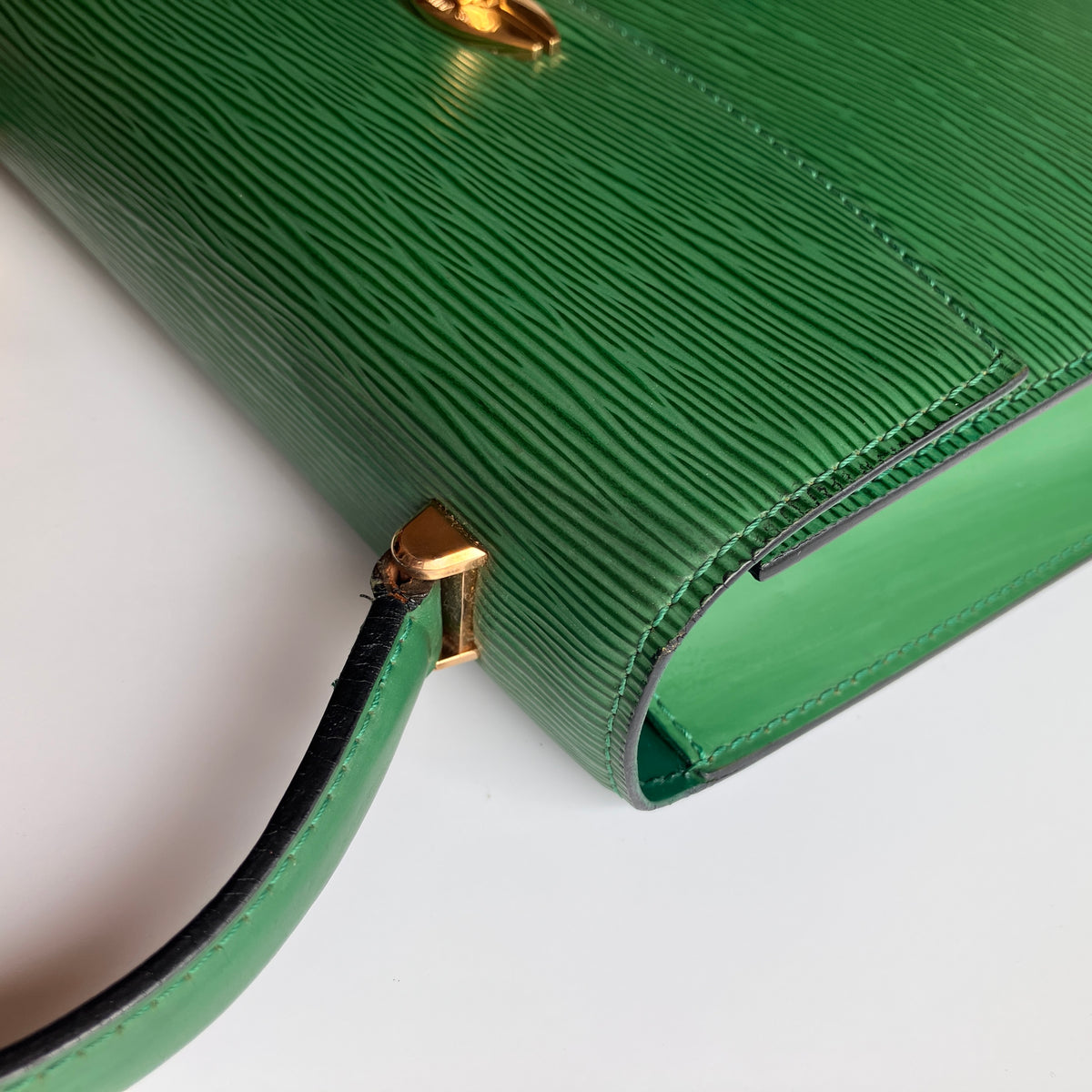 Louis Vuitton Vintage Malesherbes Green Epi Top Handle Bag