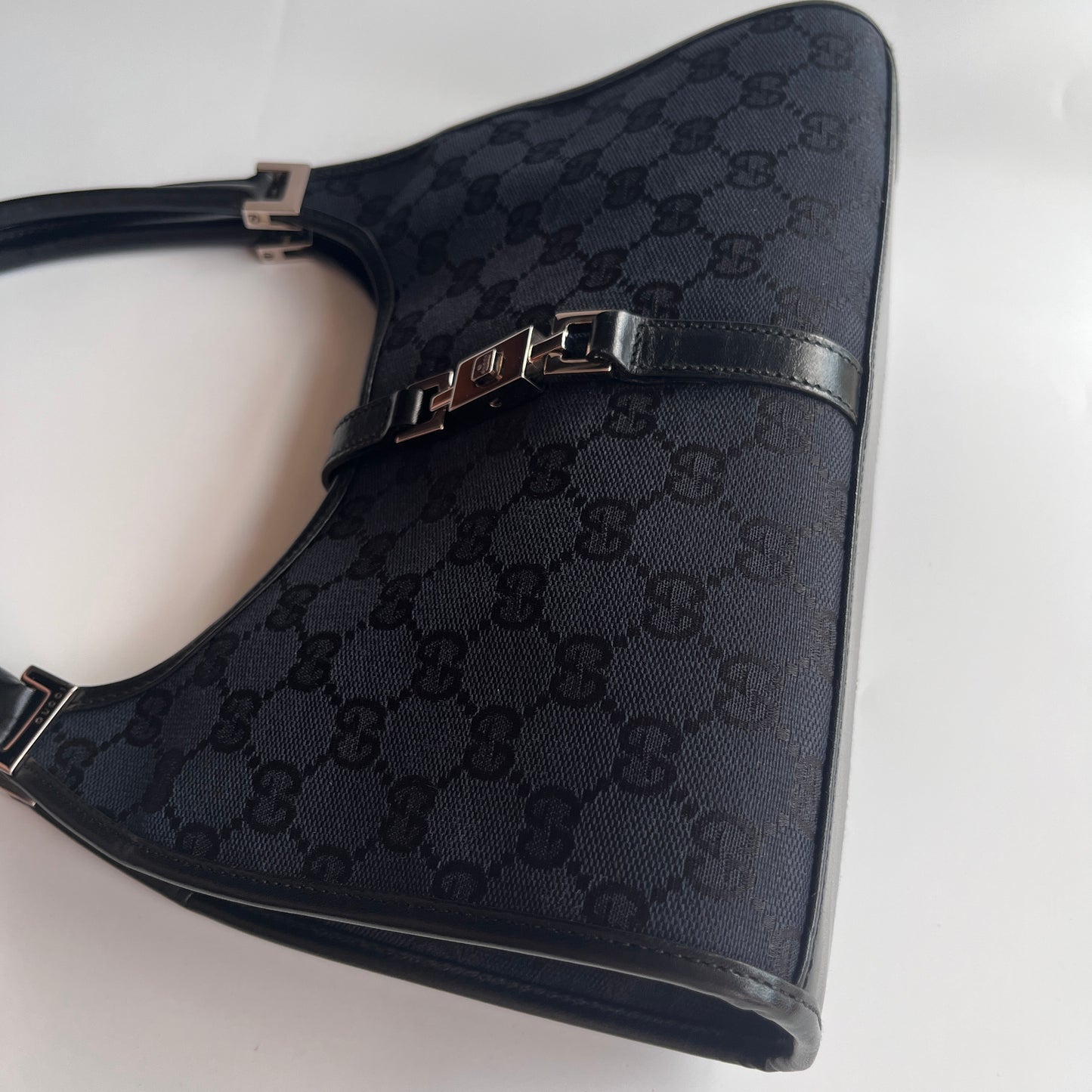 Gucci Vintage Black Jackie Canvas Shoulder Bag