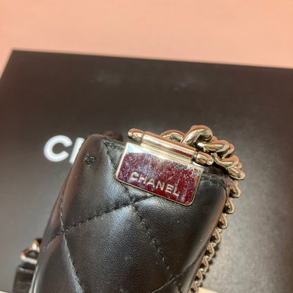 Chanel Boy East West Flap Black Leather Crossbody Clutch Bag