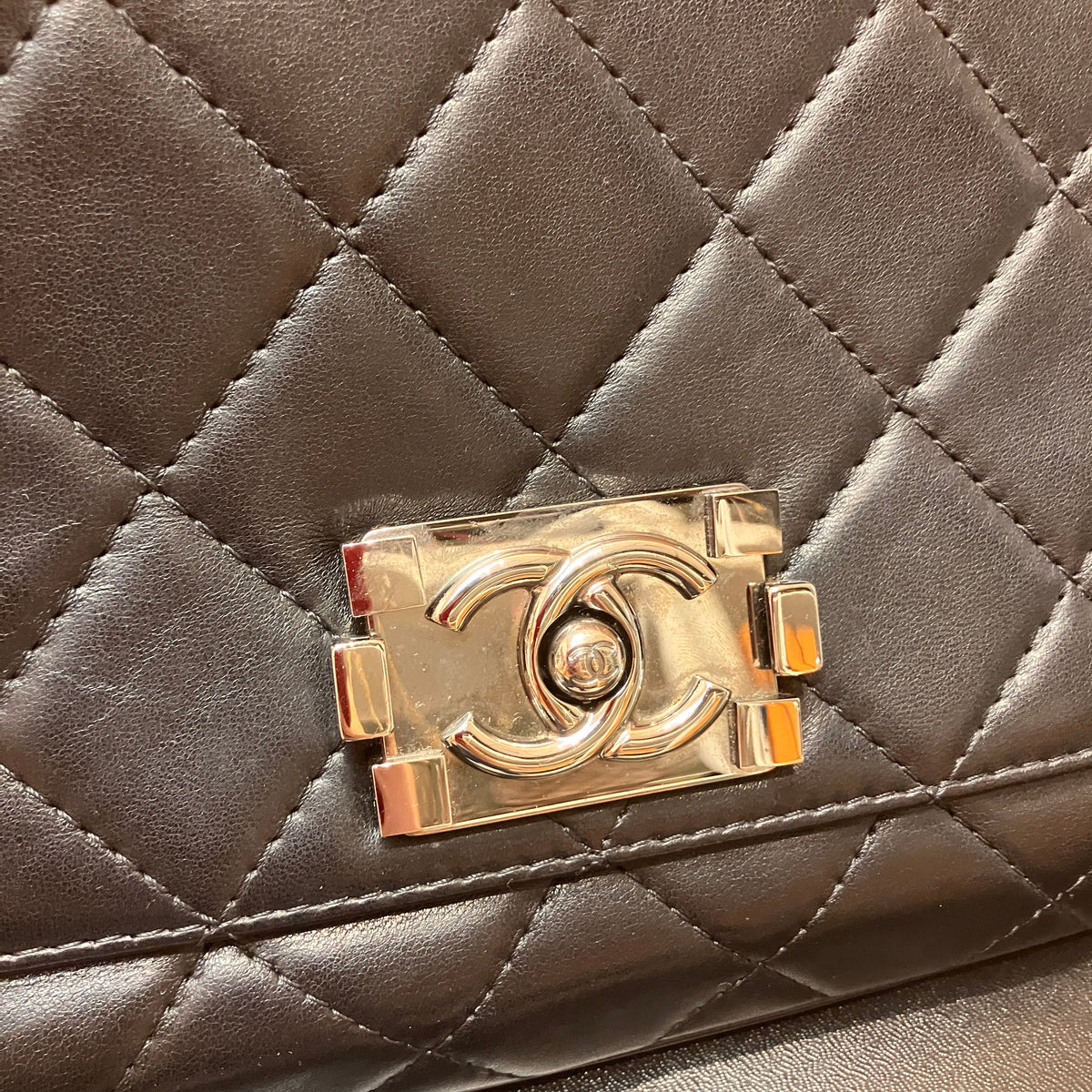Chanel Boy East West Flap Black Leather Crossbody Clutch Bag