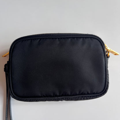 Prada Black Nylon Double Zip Pouch/ Wristlet