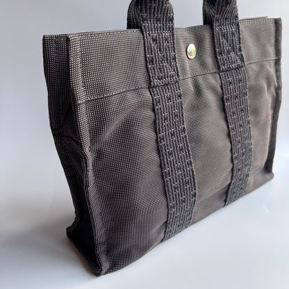 Hermes Herline PM Gray Canvas Tote Bag