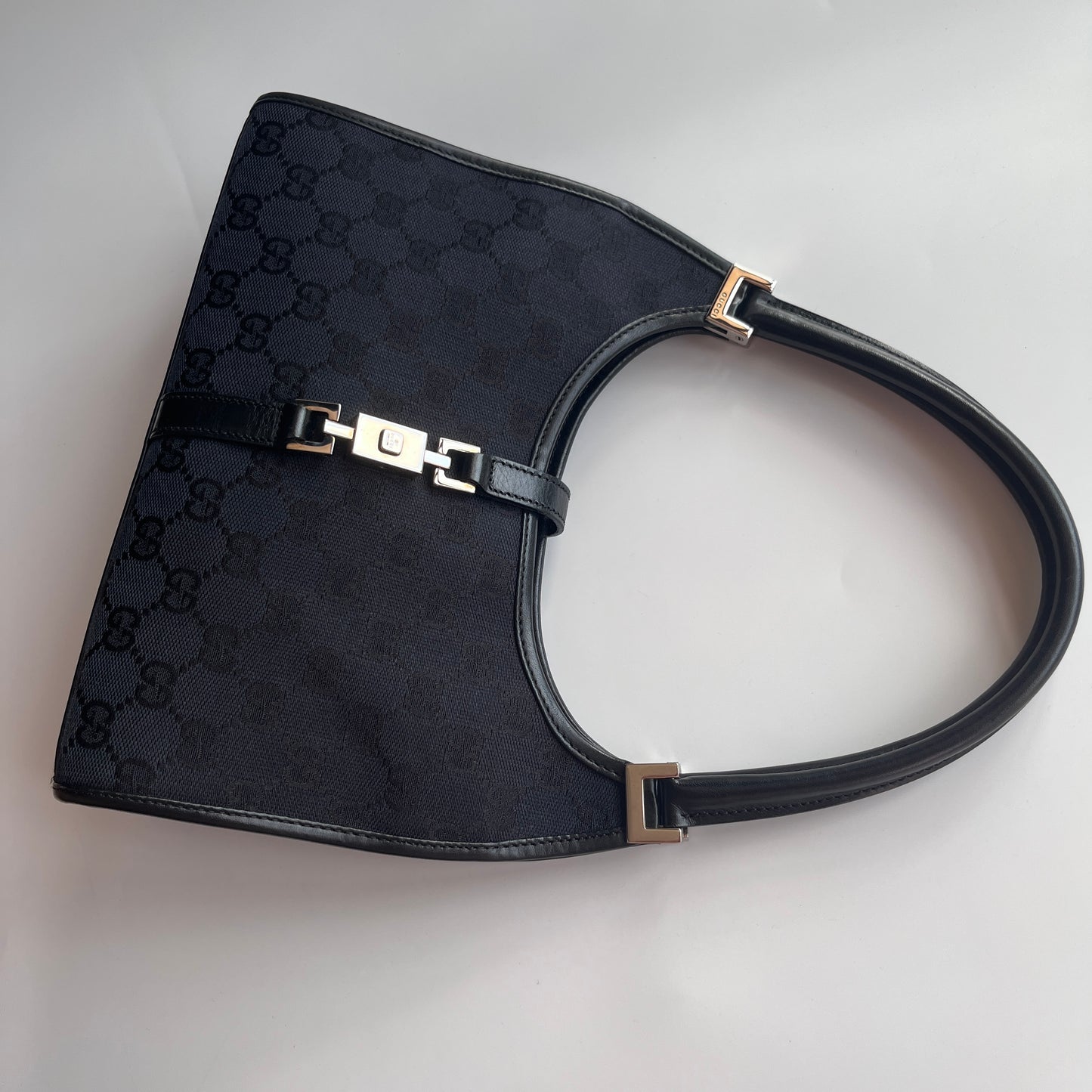 Gucci Vintage Black Jackie Canvas Shoulder Bag