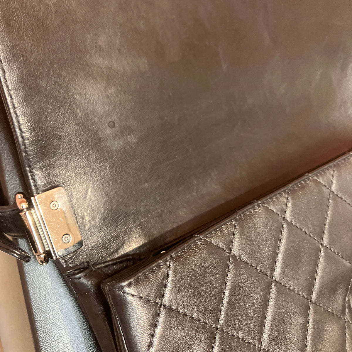 Chanel Boy East West Flap Black Leather Crossbody Clutch Bag