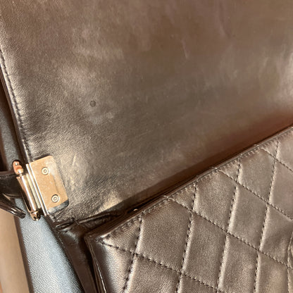 Chanel Boy East West Flap Black Leather Crossbody Clutch Bag