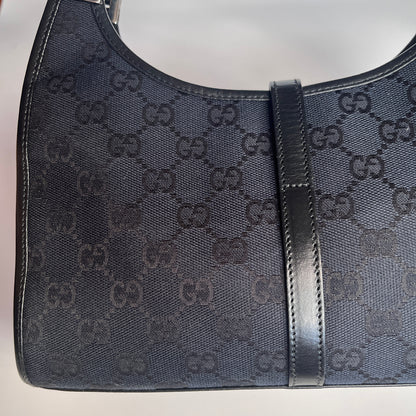 Gucci Vintage Black Jackie Canvas Shoulder Bag