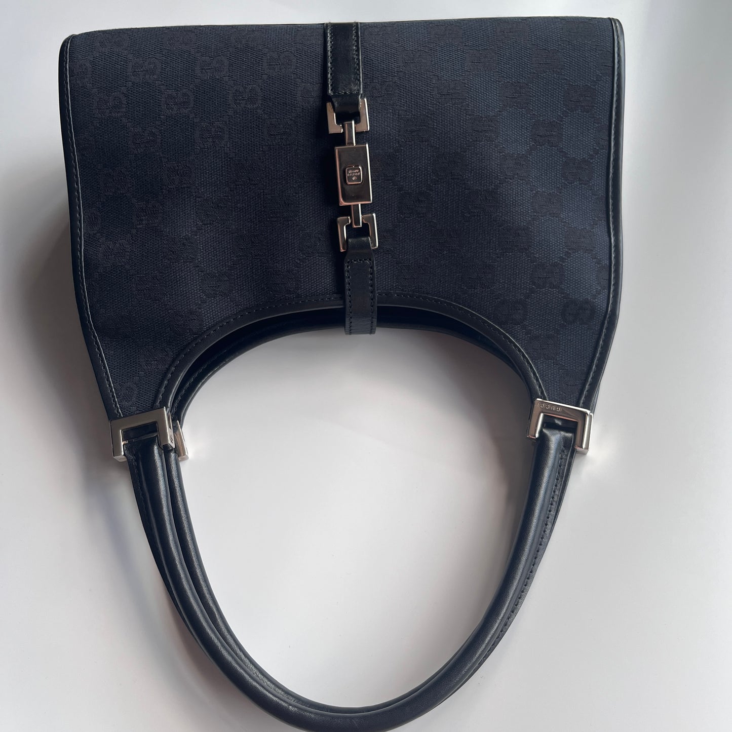 Gucci Vintage Black Jackie Canvas Shoulder Bag