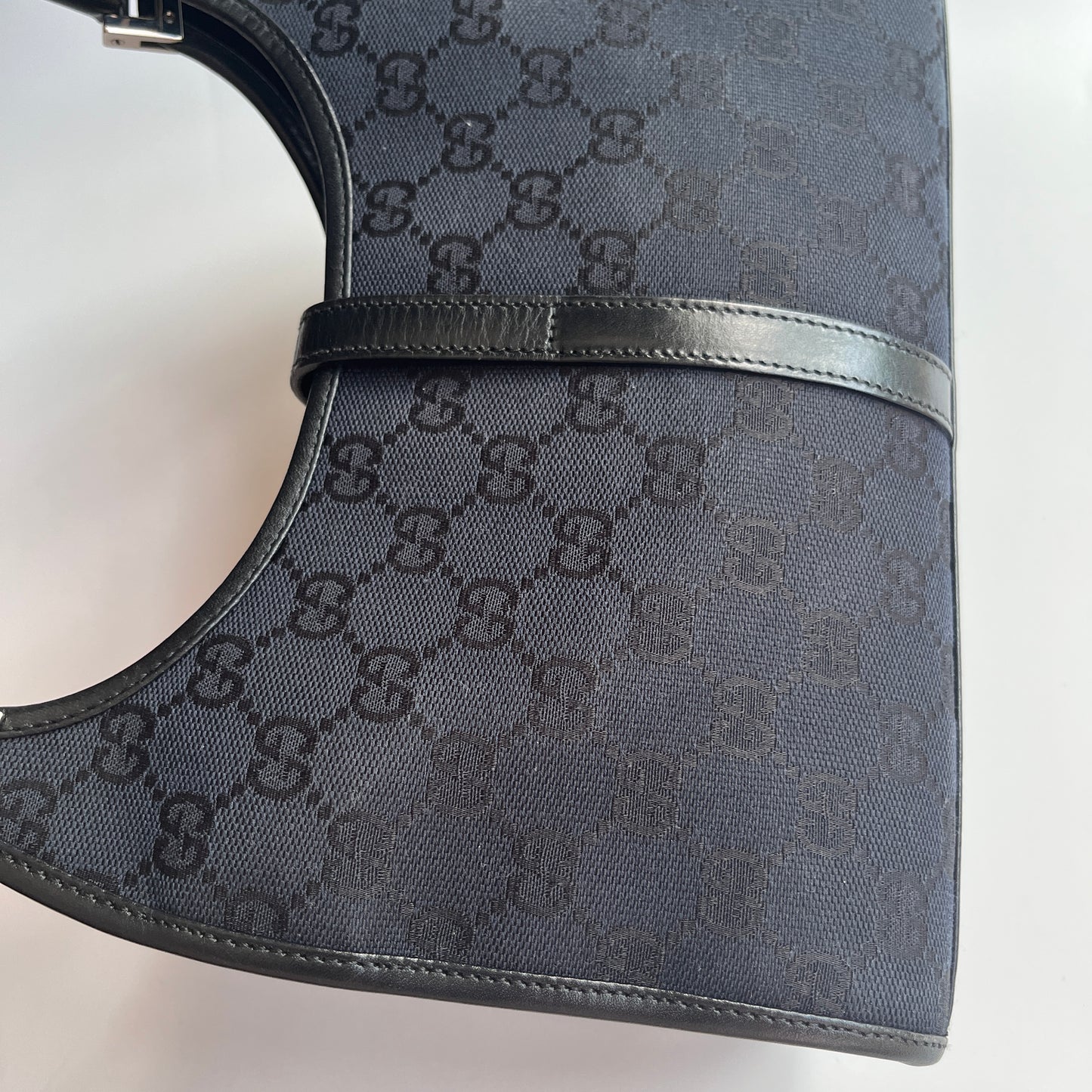 Gucci Vintage Black Jackie Canvas Shoulder Bag