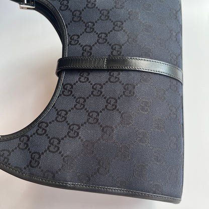 Gucci Vintage Black Jackie Canvas Shoulder Bag