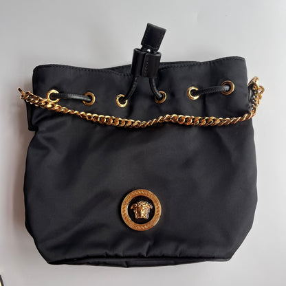 Versace Black Nylon Bucket La Medusa Crossbody Bag