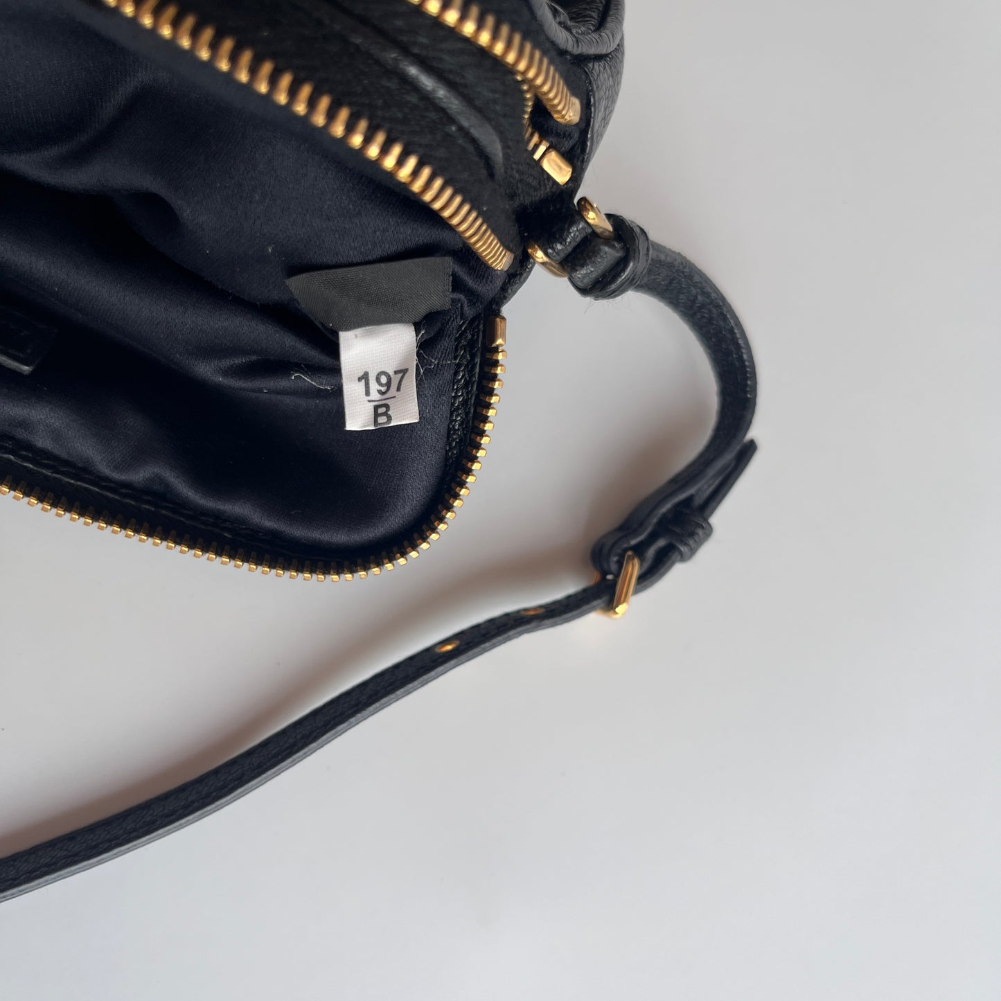 Miu Miu Black Goatskin Madras Double Zip Pochette Clutch