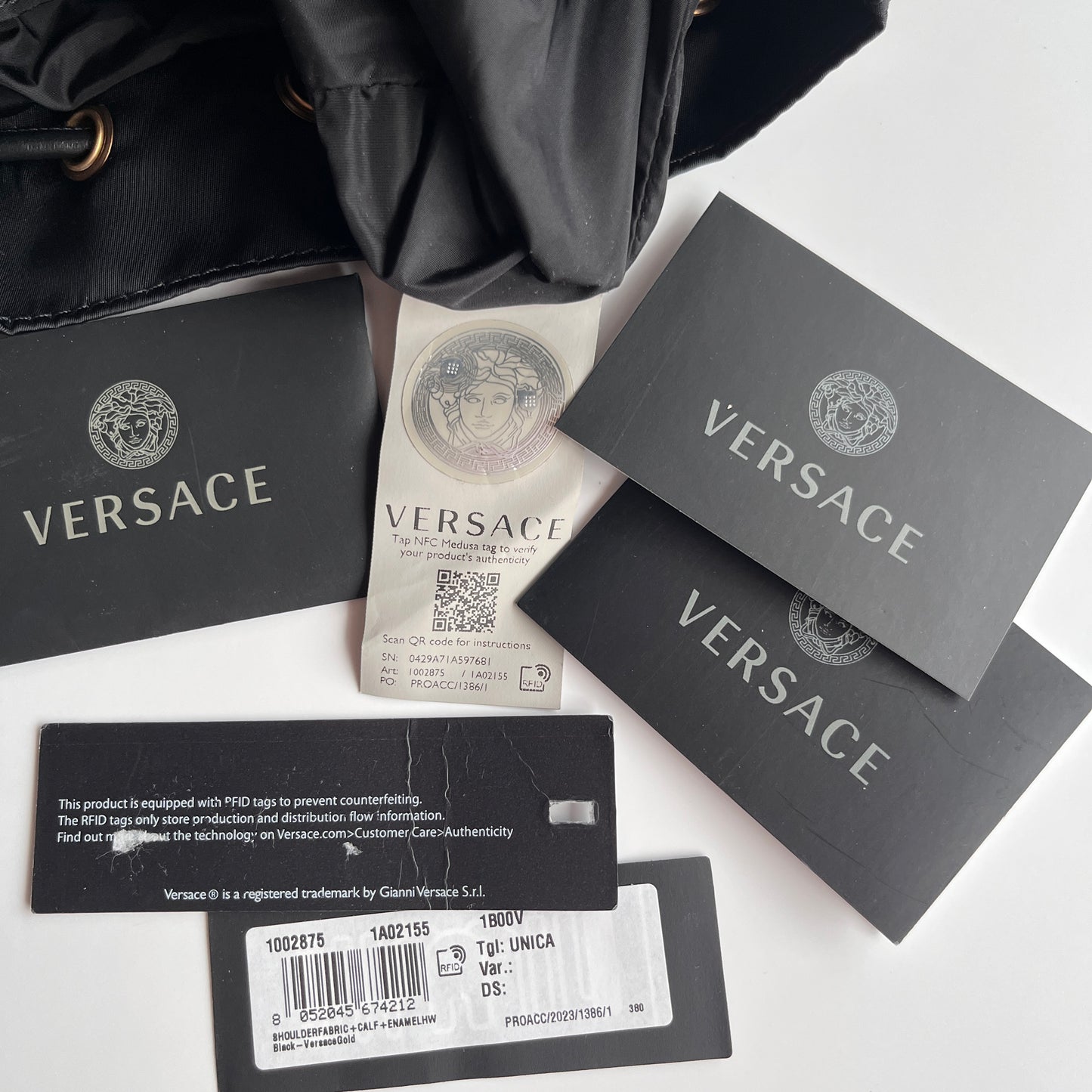 Versace Black Nylon Bucket La Medusa Crossbody Bag
