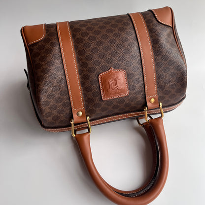Celine Vintage Macadam Coated Canvas Boston Bag