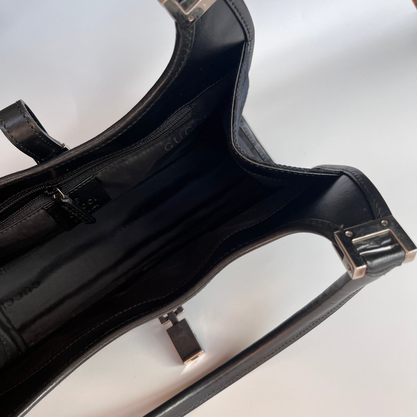 Gucci Vintage Black Jackie Canvas Shoulder Bag