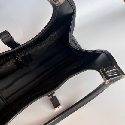 Gucci Vintage Black Jackie Canvas Shoulder Bag