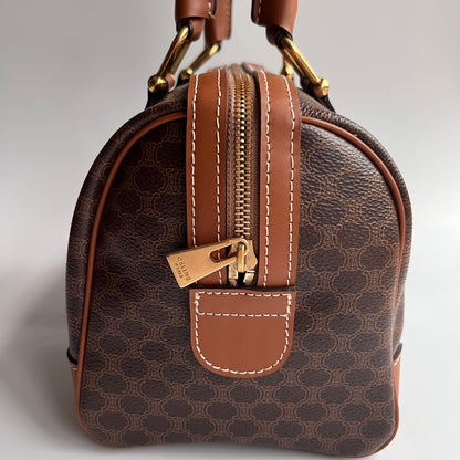 Celine Vintage Macadam Coated Canvas Boston Bag