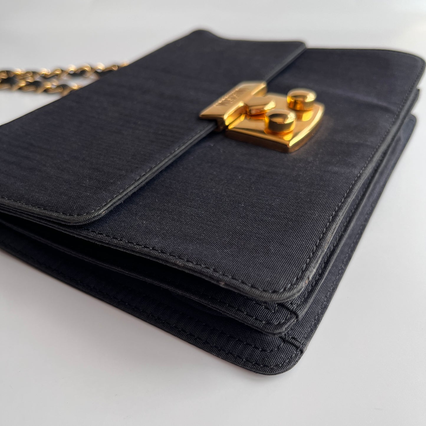 Moschino Vintage Black Nylon Chain Shoulder Bag
