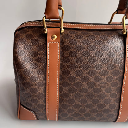 Celine Vintage Macadam Coated Canvas Boston Bag