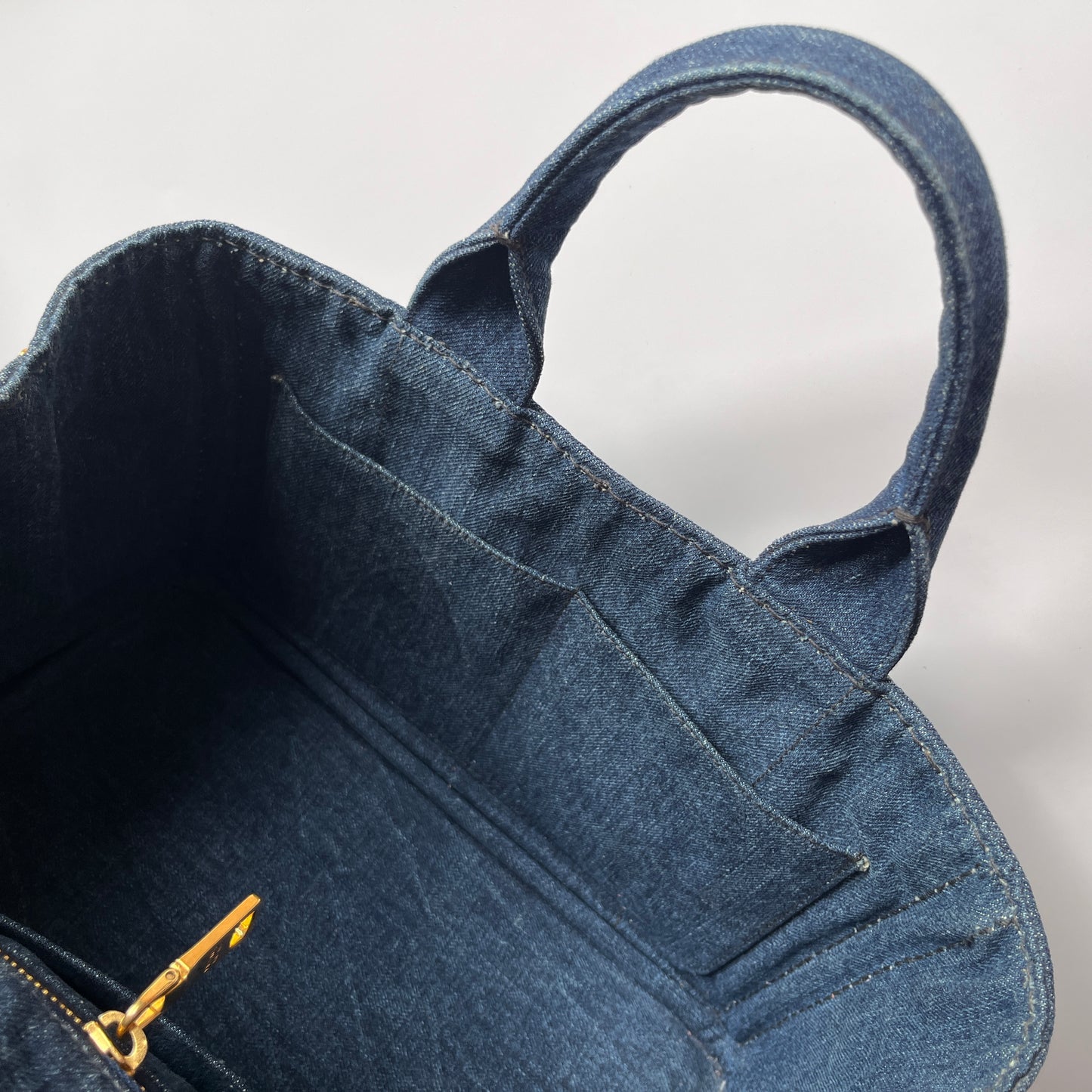 Prada Blue Denim Canapa Top Handle Bag