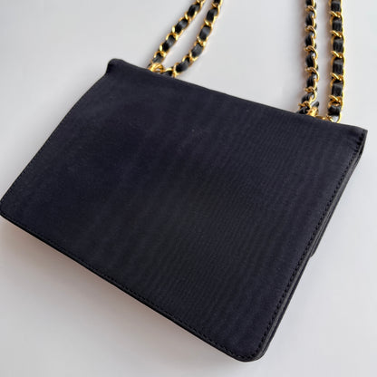 Moschino Vintage Black Nylon Chain Shoulder Bag