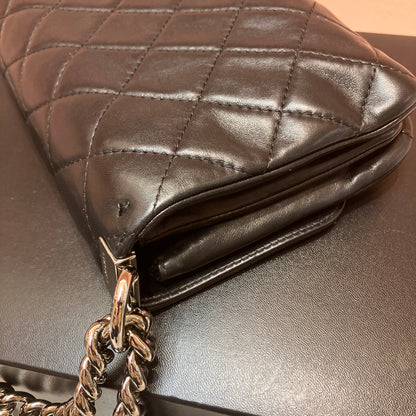 Chanel Boy East West Flap Black Leather Crossbody Clutch Bag