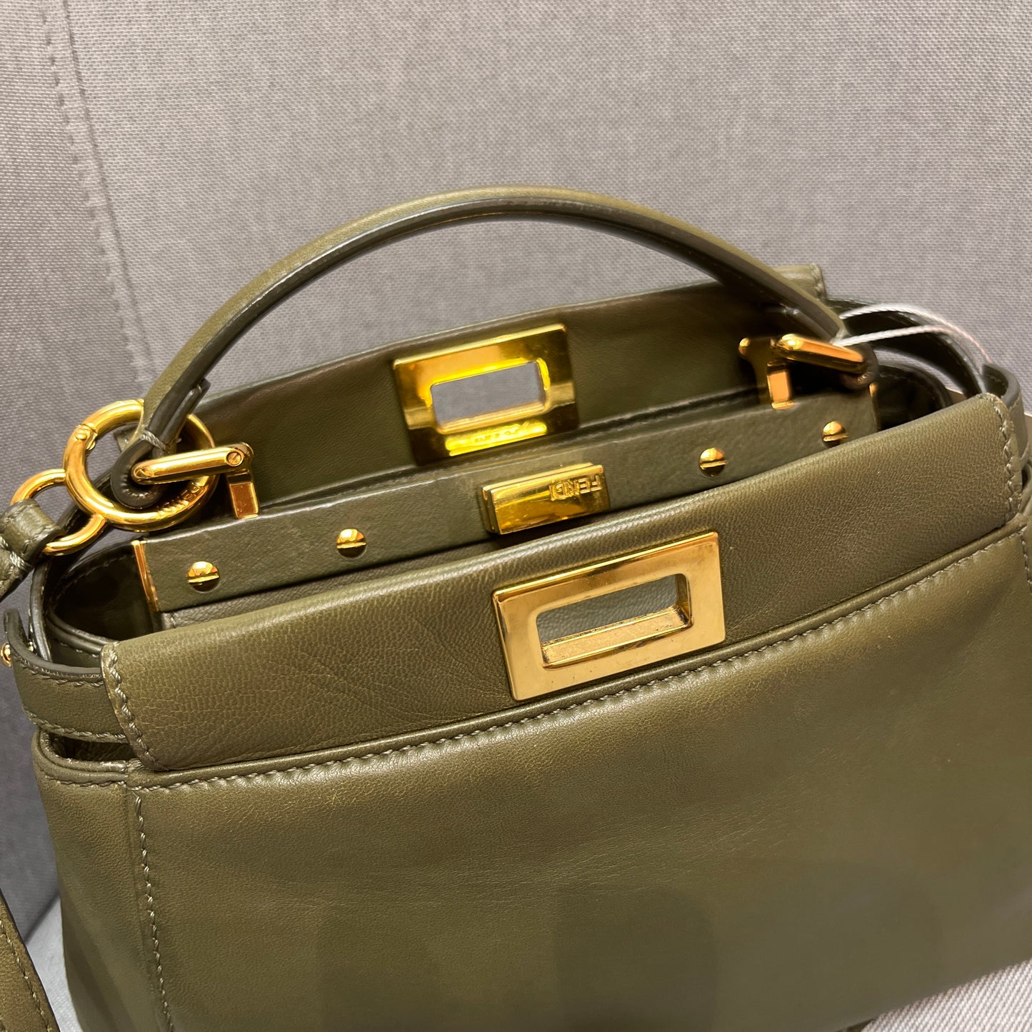 Fendi Peekaboo Mini Olive Green Crossbody Bag