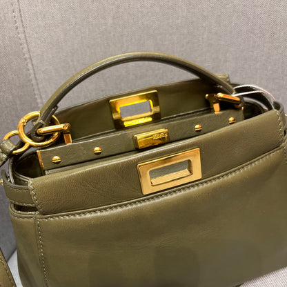Fendi Peekaboo Mini Olive Green Crossbody Bag