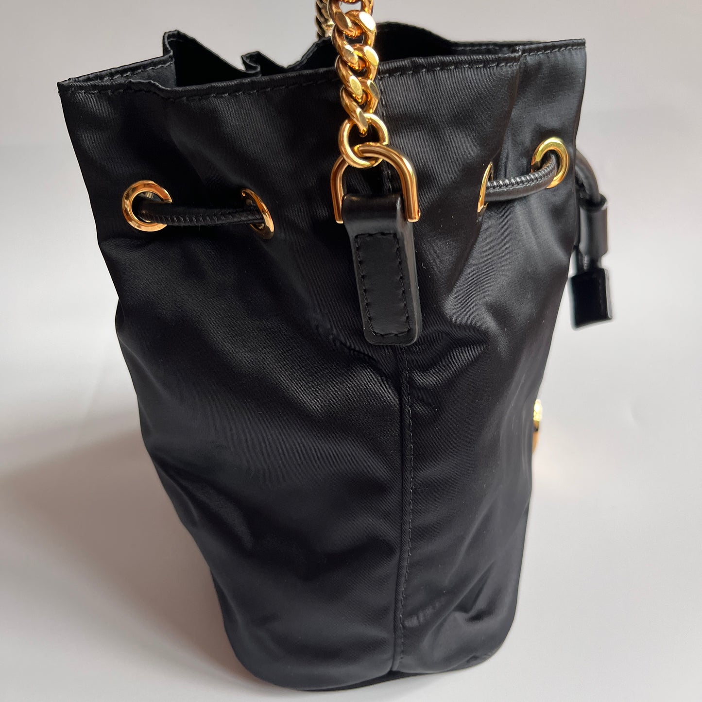 Versace Black Nylon Bucket La Medusa Crossbody Bag