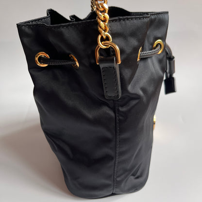 Versace Black Nylon Bucket La Medusa Crossbody Bag