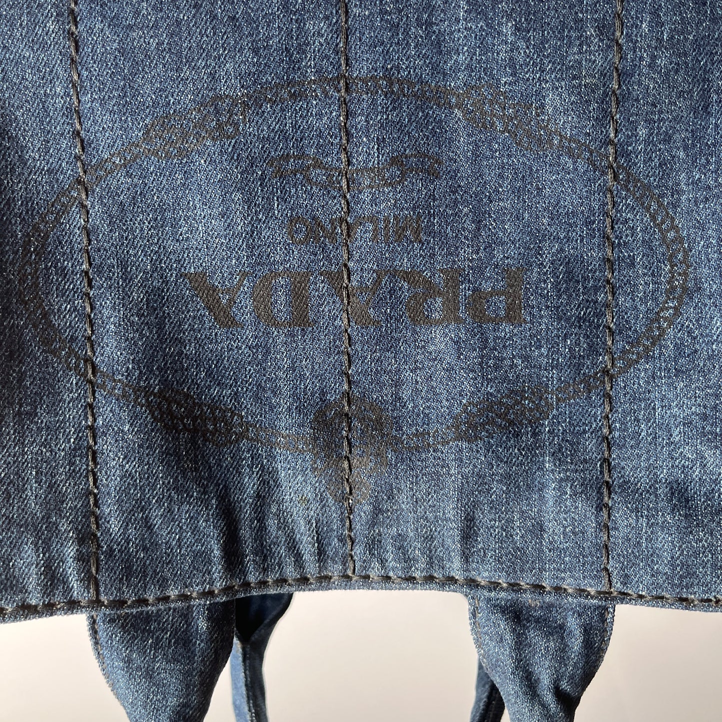 Prada Blue Denim Canapa Top Handle Bag
