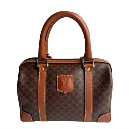 Celine Vintage Macadam Coated Canvas Boston Bag