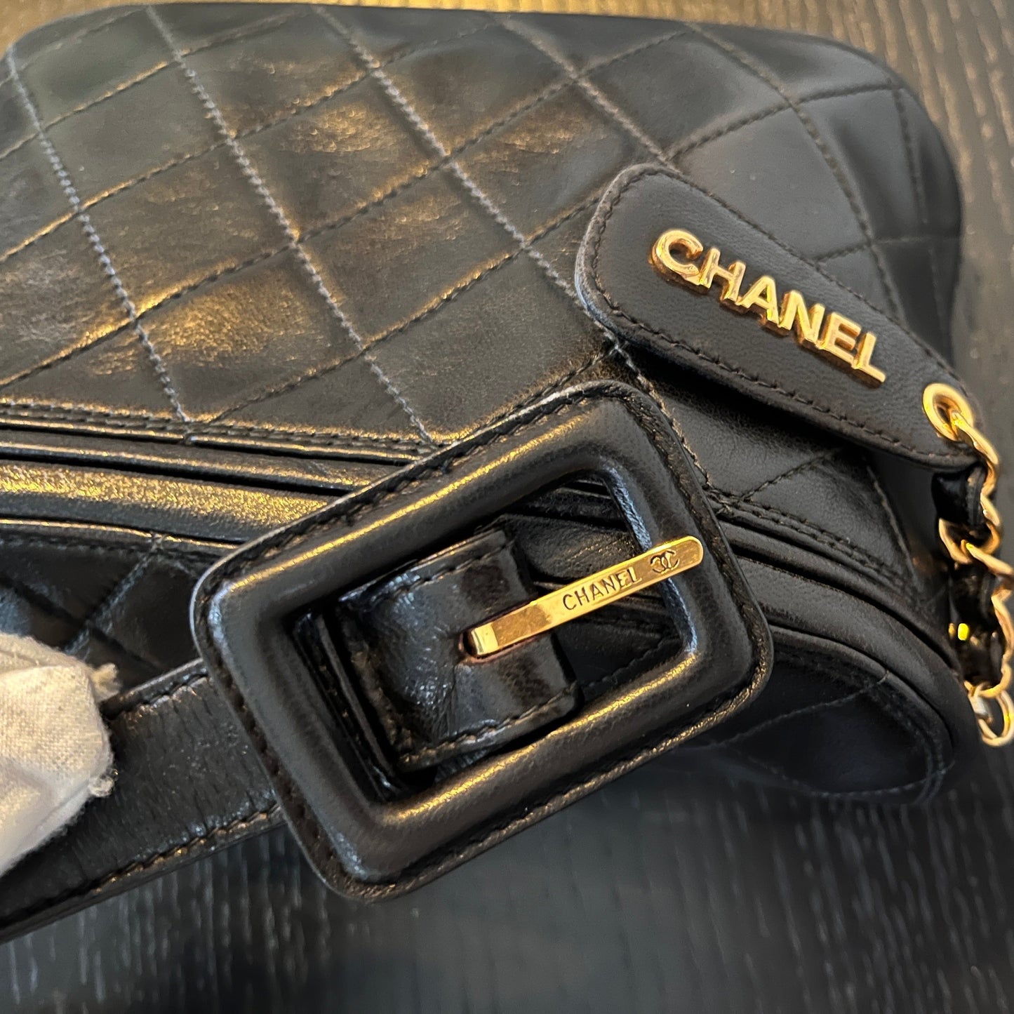 Chanel Vintage Black Lambskin Belt Bag