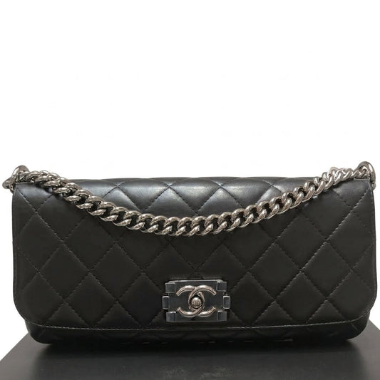 Buy Pre-owned Chanel Boy East West Flap Black Leather Crossbody Clutch Bag in Singapore