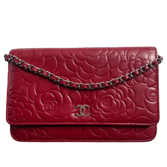 Chanel Camellia Lambskin Wallet On Chain