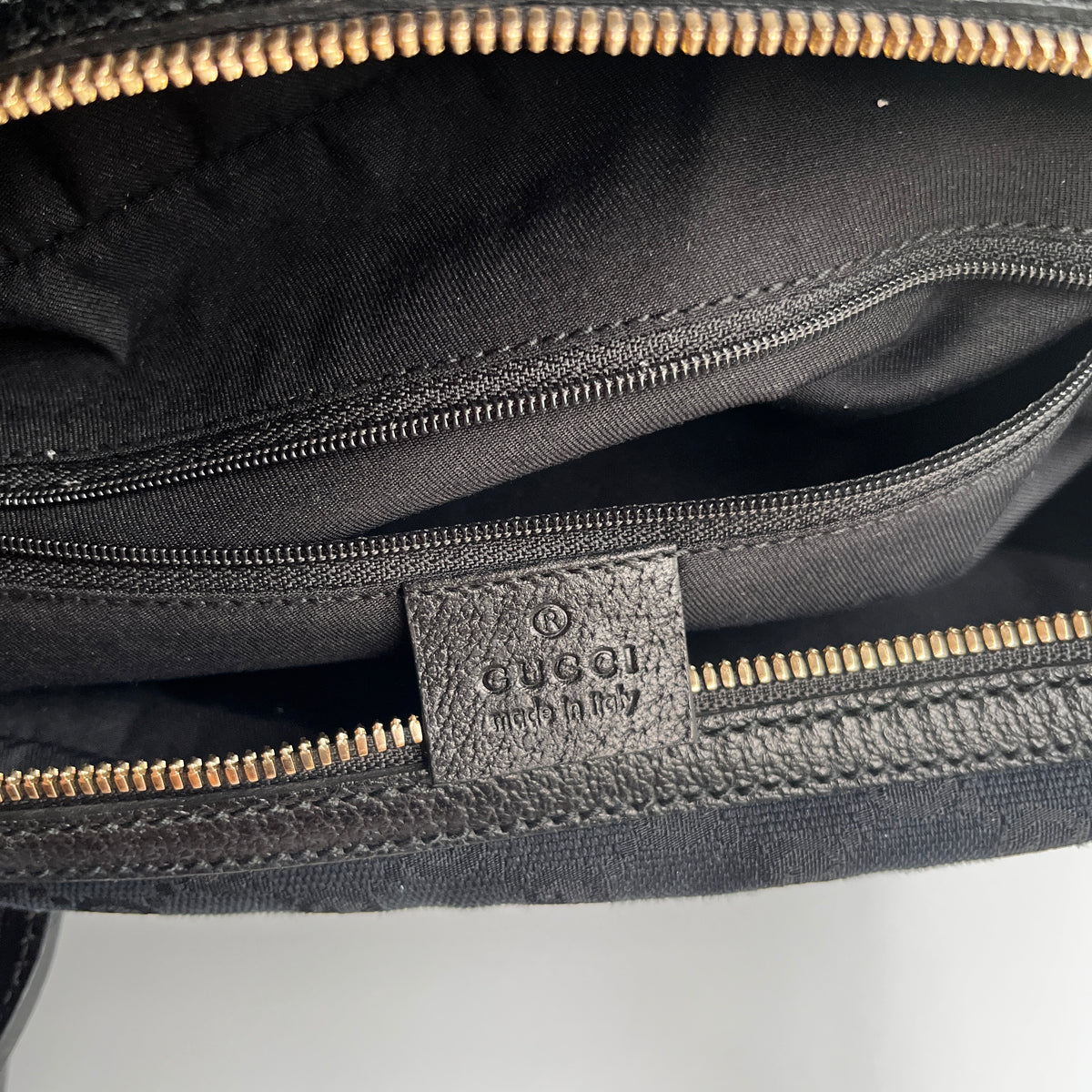 Gucci Princy Black Canvas Sherry Line Shoulder Bag