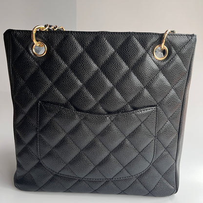 Chanel Vintage Black Caviar PST Tote Bag