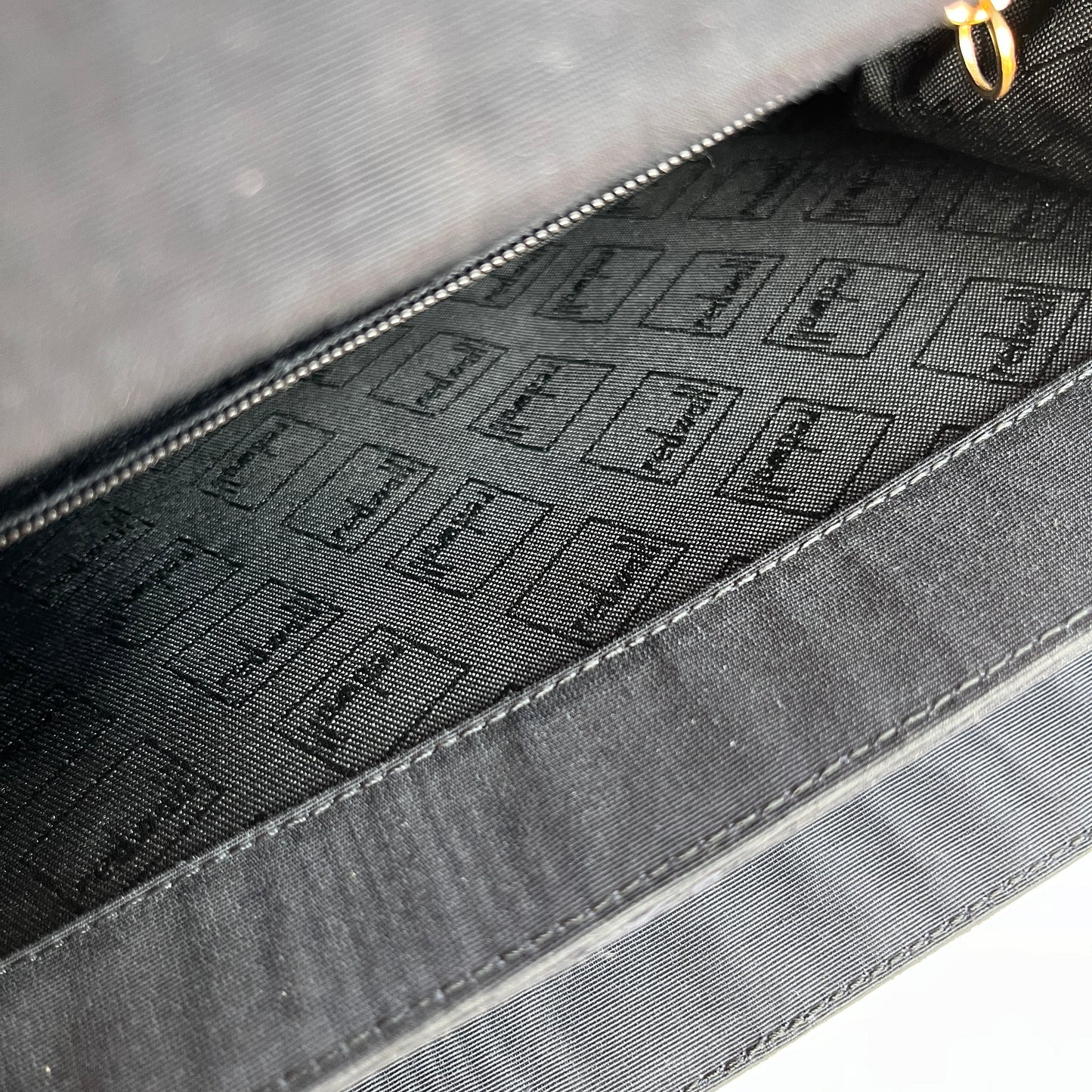 Moschino Vintage Black Nylon Chain Shoulder Bag
