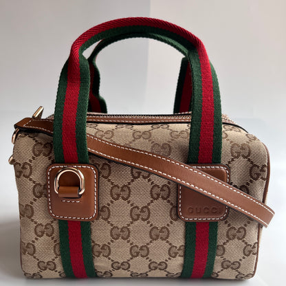 Gucci Canvas Mini Boston Crossbody Bag