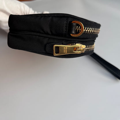 Prada Black Nylon Double Zip Pouch/ Wristlet