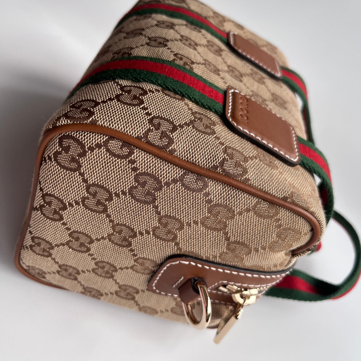 Gucci Canvas Mini Boston Crossbody Bag