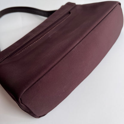 Moschino Vintage Brown Baguette Nylon Shoulder Bag