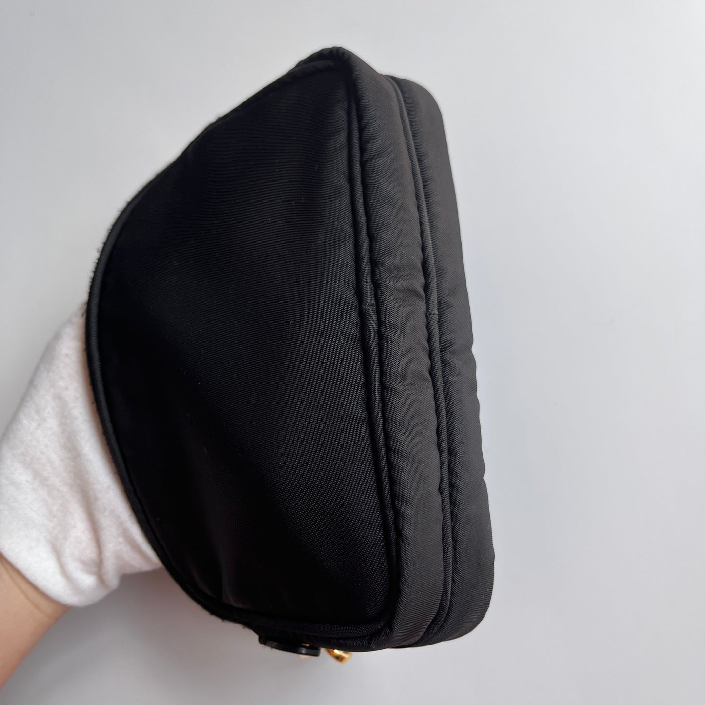 Prada Black Nylon Double Zip Pouch/ Wristlet