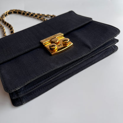 Moschino Vintage Black Nylon Chain Shoulder Bag