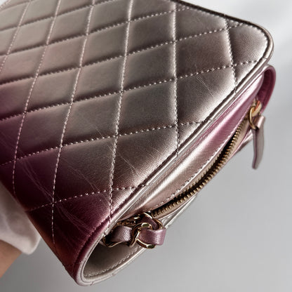 Chanel Quilted Gradient Metallic Lambskin Like A Wallet Flap Crossbody Bag