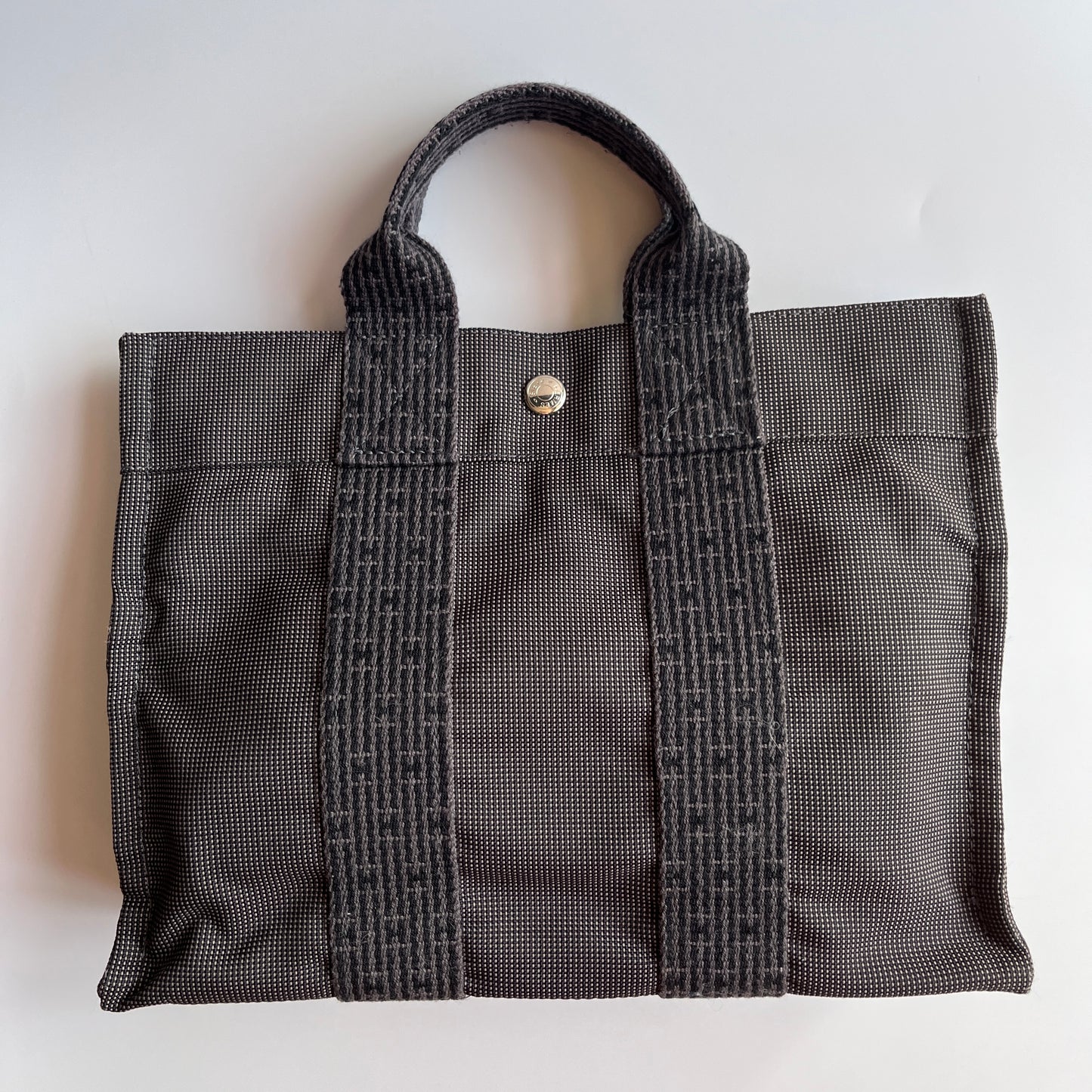 Hermes Herline PM Gray Canvas Tote Bag